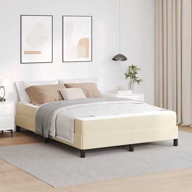 Letto moderno con struttura imbottita e materasso ibrido vidaXL in beige L: 160 cm, P: 200 cm, H: 203 cm – 1