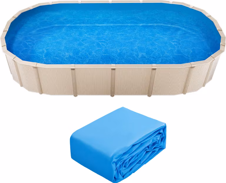 SucceBuy Liner ovale per piscina 22 x 12,3 piedi stile sovrapposizione 52 in altezza parete