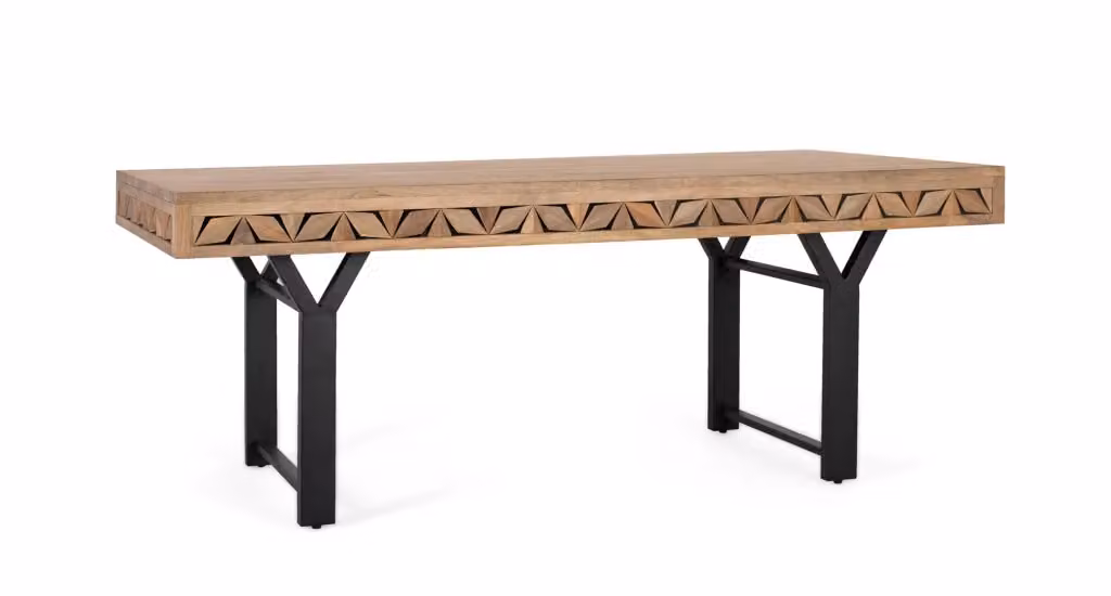 Tavolo da pranzo rettangolare in legno di mango e metallo Giner Y Colomer marrone L: 200 cm, P: 122 cm, H: 63 cm – 2