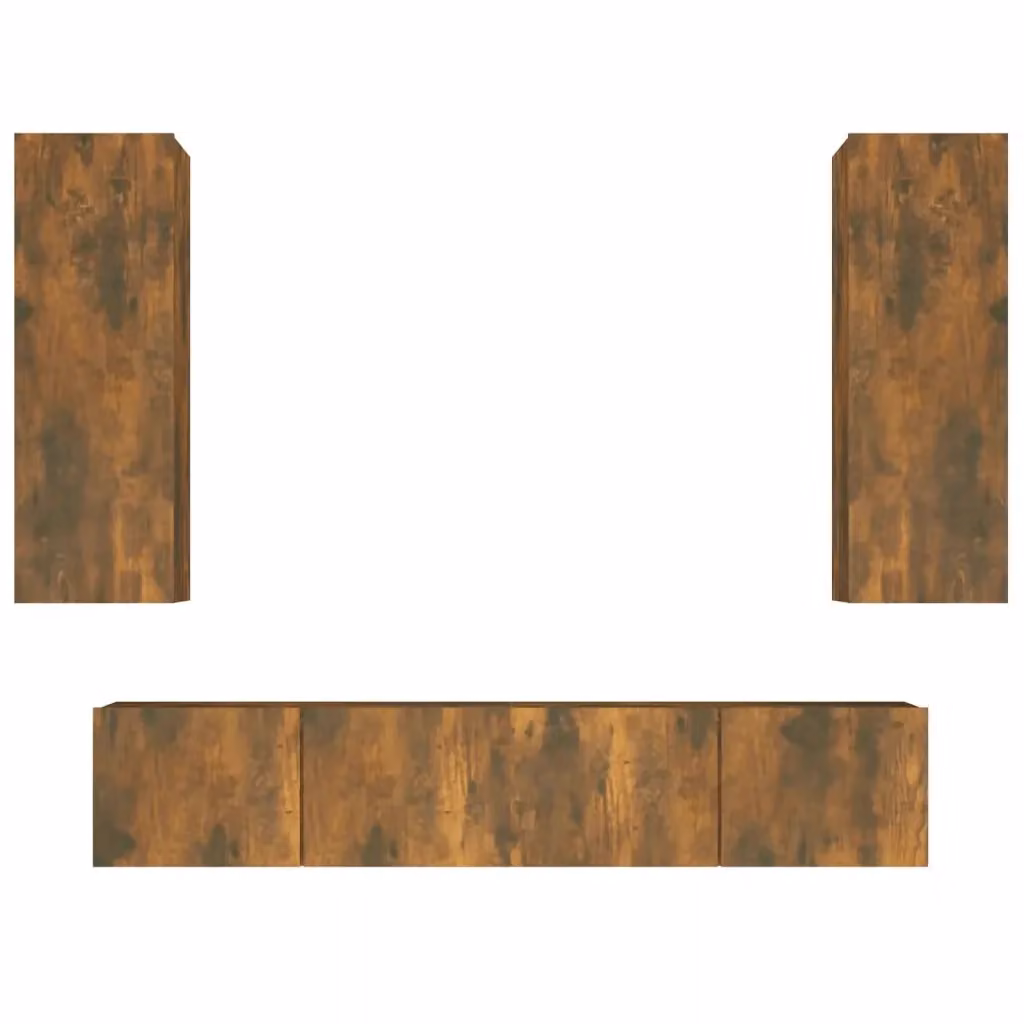 Set di mobili porta TV da 4 pezzi vidaXL in legno MDF color rovere marrone per soggiorno – 2