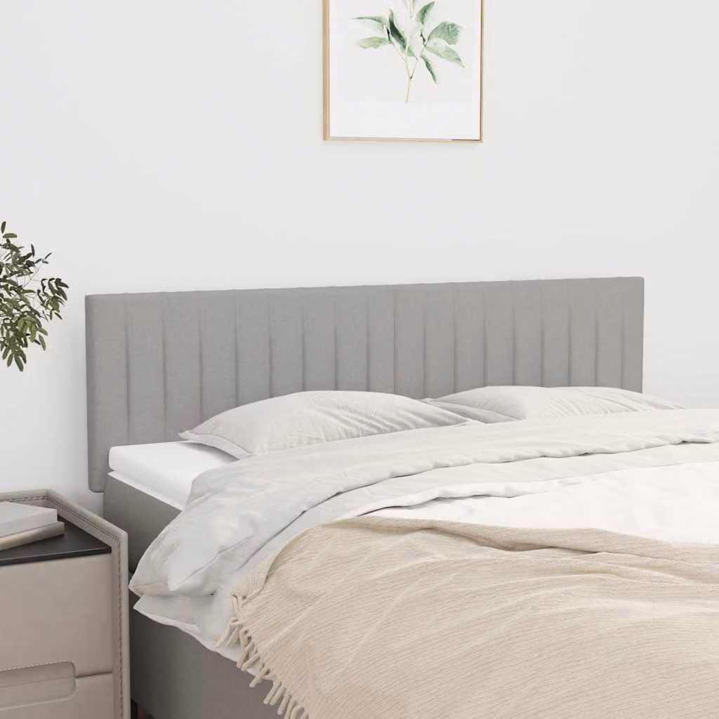 Testiera per letto vidaXL in tessuto grigio con struttura in legno L: 144 cm, P: 5 cm, H: 78-88 cm