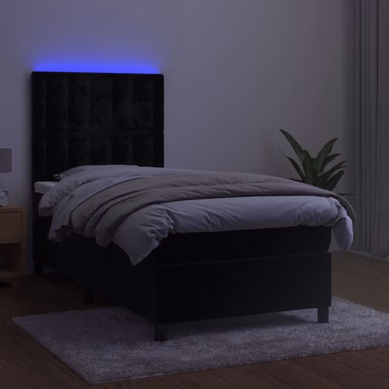 Maison Exclusive - Letto a Molle con Materasso e LED Nero 80x200 cm in Velluto