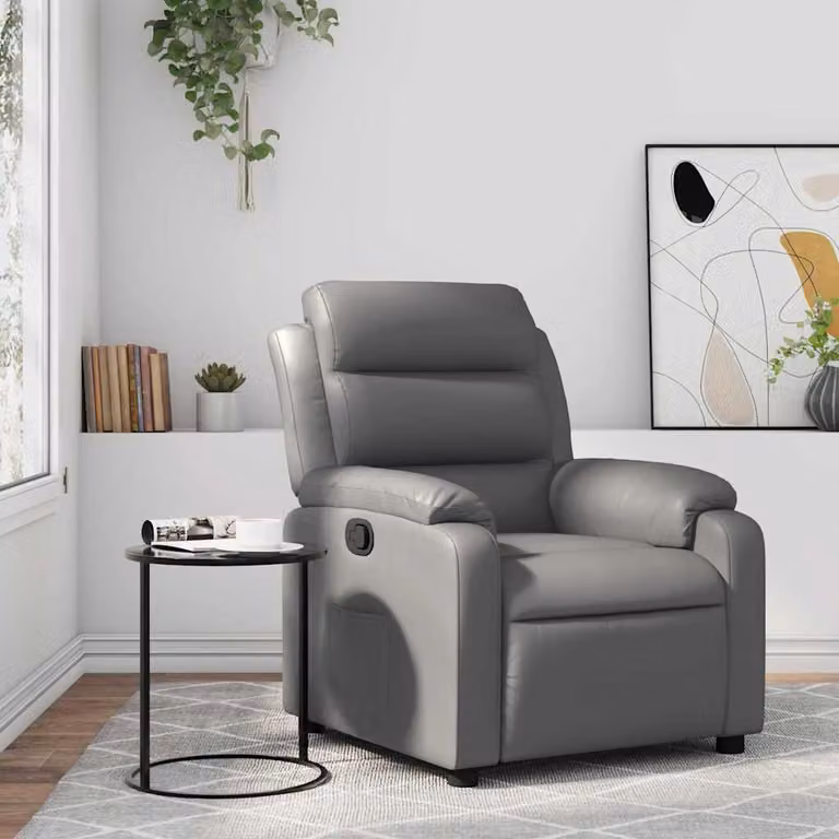 Poltrona Reclinabile Relax vidaXL in Similpelle Grigia con Braccioli e Regolazione Manuale