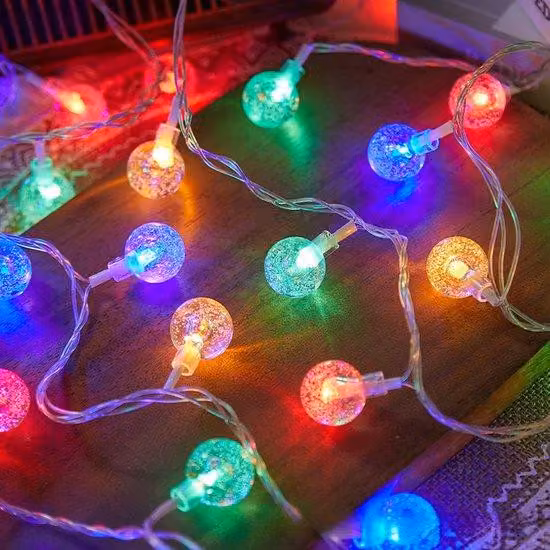 Ghirlanda luminosa a LED, 10 metri, 80 LED, senza batterie, per esterni, da campeggio, set di candeline, luci lampeggianti, modello 6