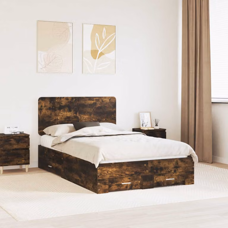 Struttura del letto con cassetti vidaXL in legno color marrone L/P/H: 120 x 200 x 193 cm