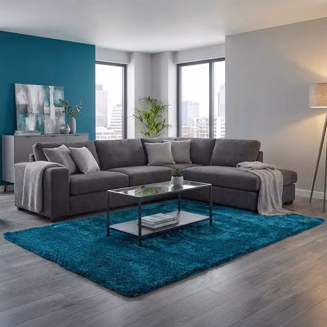 Tappeto Latipa Moderno in Poliestere Azzurro Turchese L: 230 cm, P: 160 cm, Altezza Pelo: 35 mm