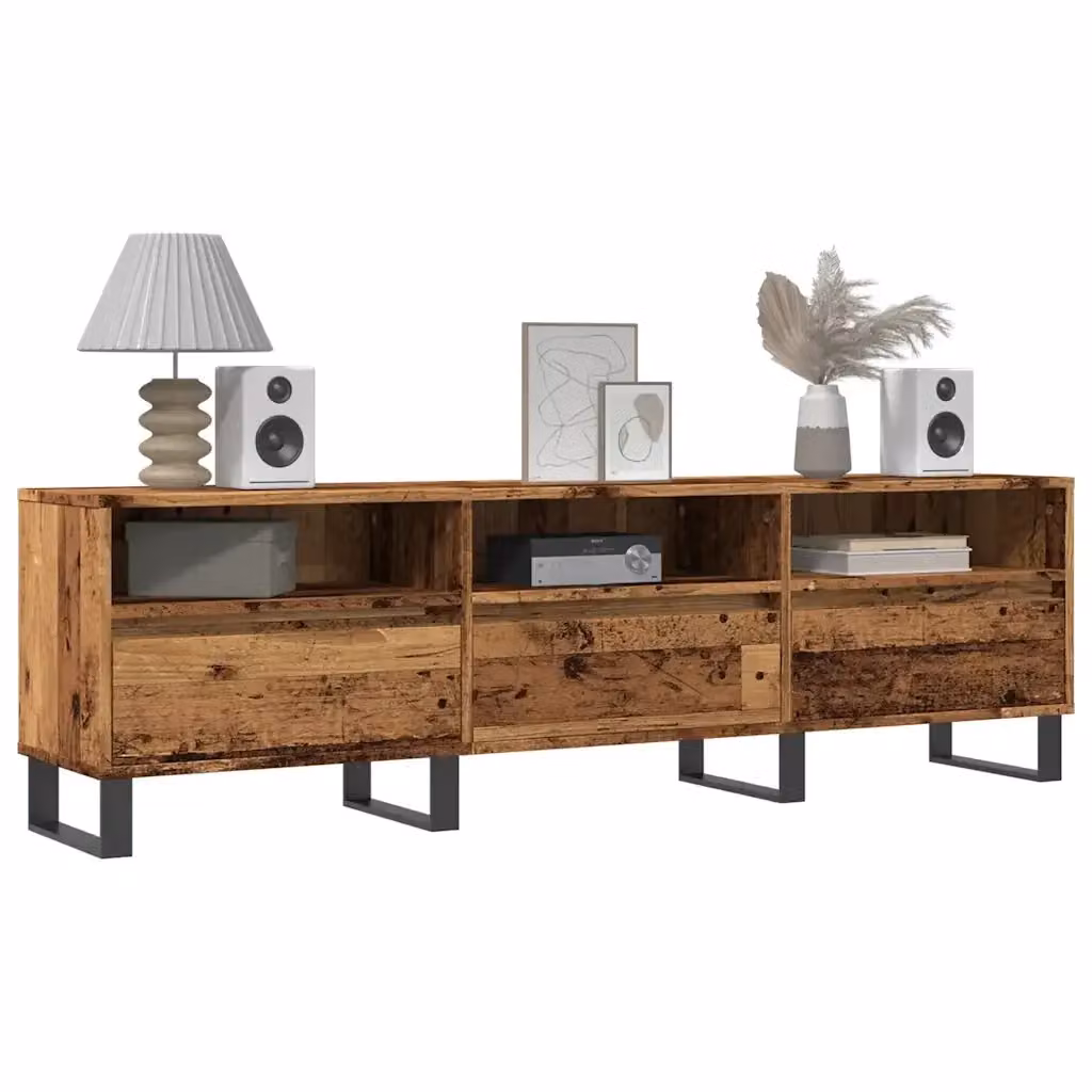 Mobile TV in stile industrial in legno e metallo marrone, L 150 x P 30 x H 44,5 cm – 2