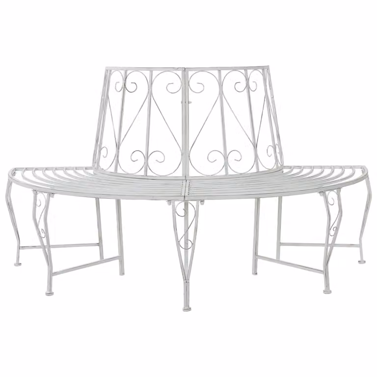 Panchina da giardino vidaXL per 4 persone in acciaio bianco L: 160 cm, P: 80 cm, H: 89 cm