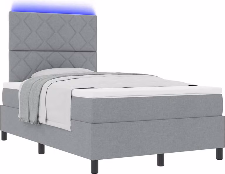 Letto a molle con materasso Grigio chiaro 120 x 200 cm Tessuto