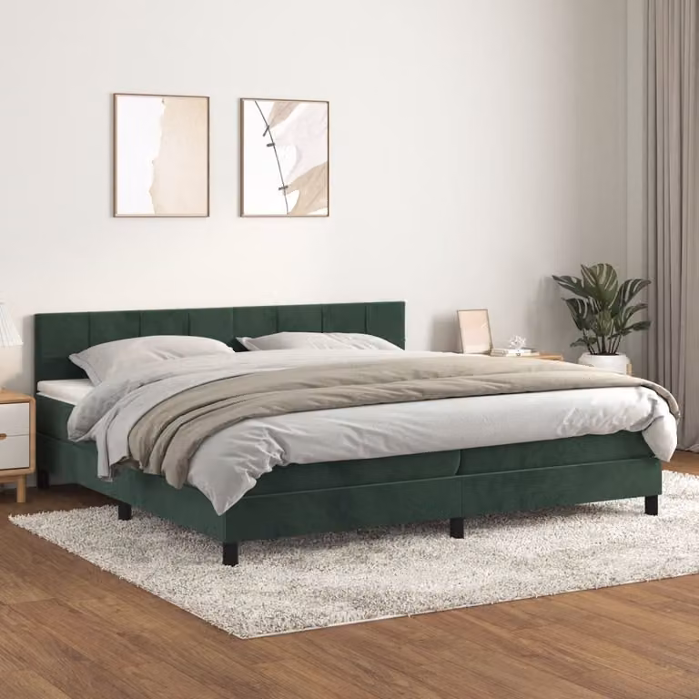 Maison Exclusive - Giroletto a Molle con Materasso Verde Scuro 200x200 cm Velluto