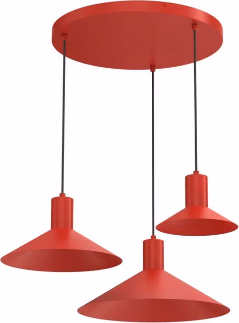 Lampadario sospeso Nox Luminex in metallo rosso e acciaio, dimmabile, 3xGU10