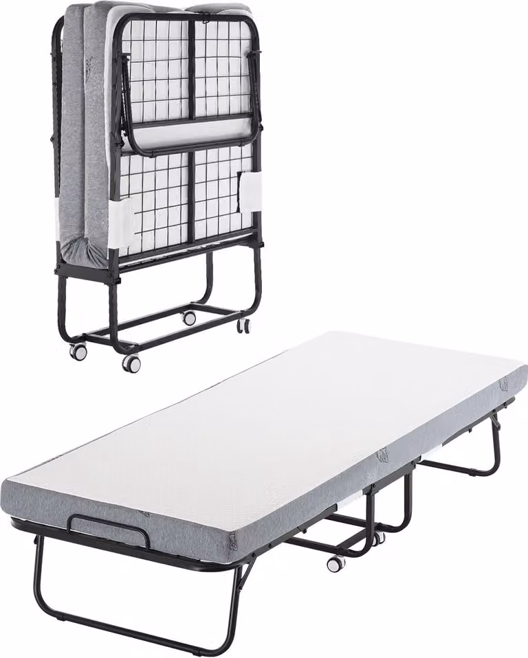 Letto a scomparsa Letto pieghevole con materasso in schiuma da 10 cm Letto in metallo da 79 cm