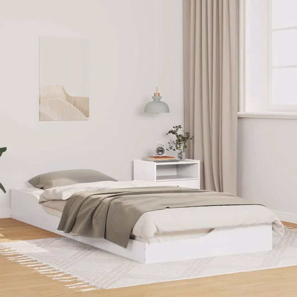 Struttura del letto vidaXL in pino massello bianco con cassetti, L: 110 cm, P: 223,5 cm, H: 103,5 cm – 1