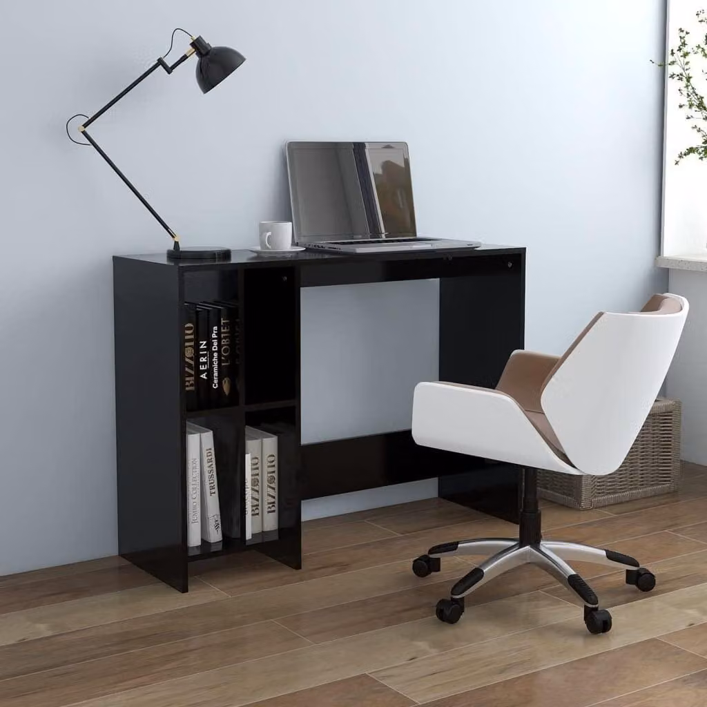 Tavolo da computer moderno con 4 scomparti, design salvaspazio