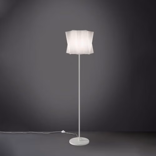 Linea Zero Piantana Base e Stelo in Metallo Folio Paralume Bianco Diametro 40x h164 cm