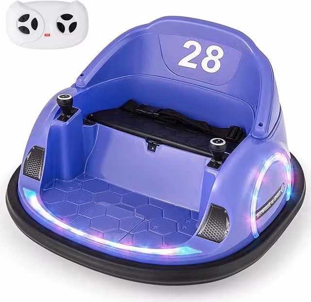 Auto Autoscontro Elettrica Costway da Cavalcabile per Bambini con Telecomando, Luci e Musica, Viola