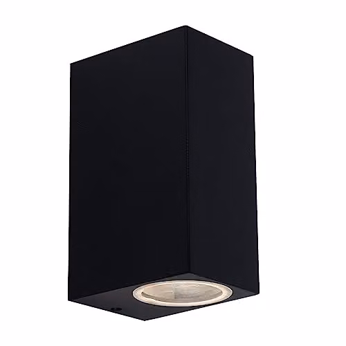 Portafaretto LED da Muro Quadrato 2 GU10 (Max 2x20W) Colore Nero IP44