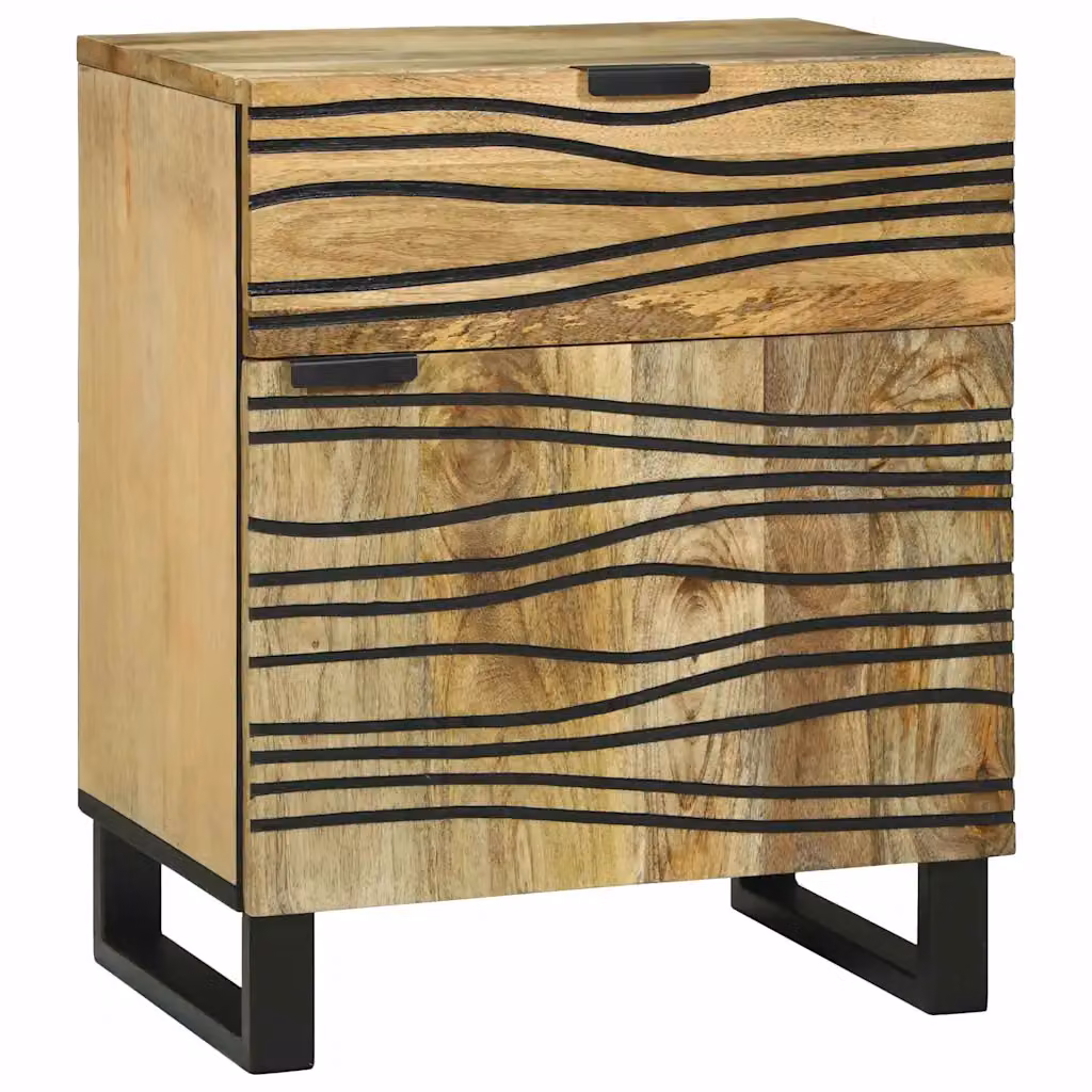 Armadio da notte vidaXL in legno di mango e acacia color marrone naturale L: 50 cm, P: 33 cm, H: 60 cm