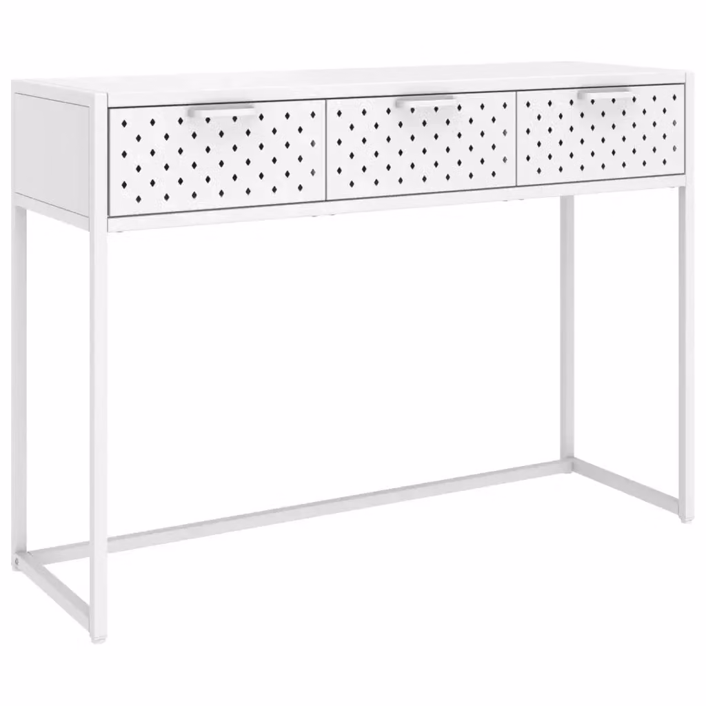vidaXL Tavolo Consolle Moderno Bianco in Metallo L: 106 cm, P: 35 cm, H: 75 cm – 2