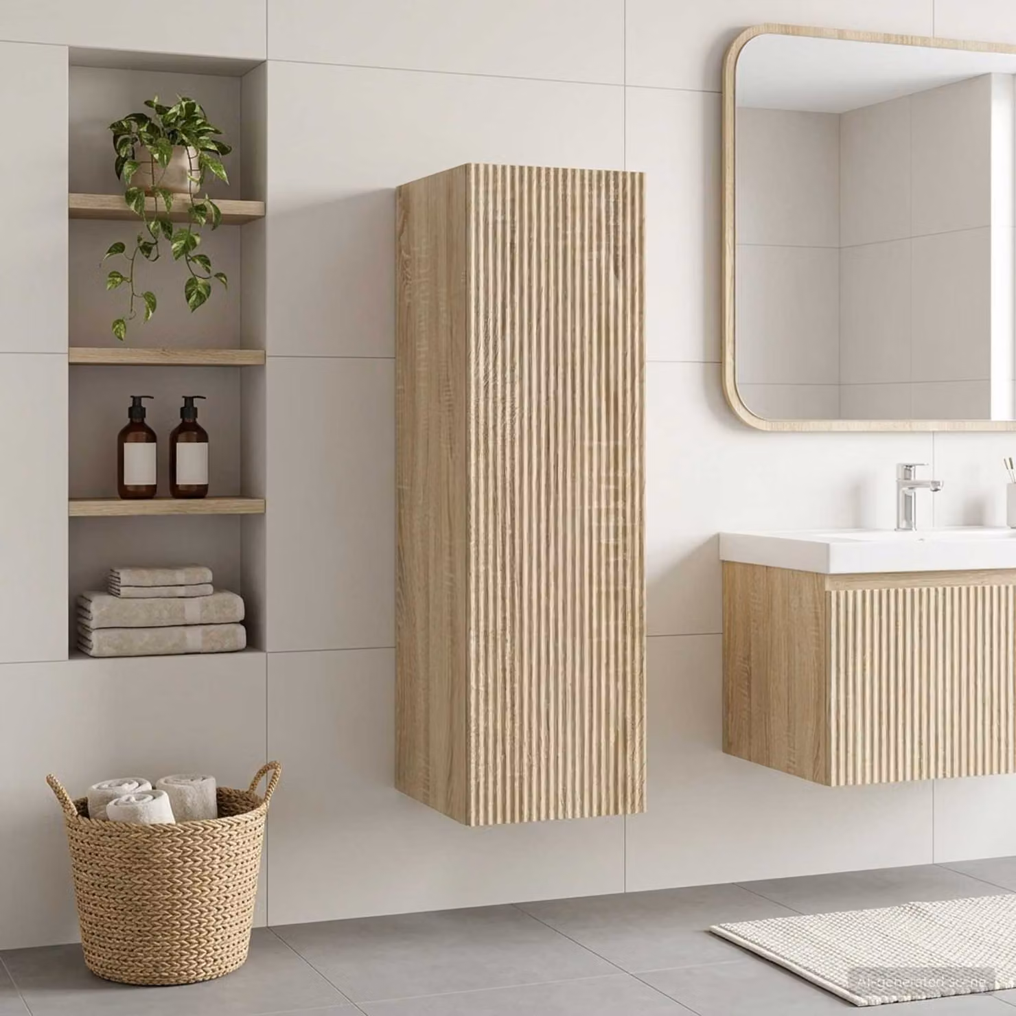 Mobiletto da bagno a muro moderno vidaXL in rovere, L 33 cm, P 34,5 cm, H 100 cm