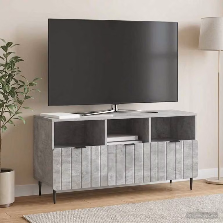 Mobile TV vidaXL con cassetto in stile moderno, Grigio Cemento, L: 102 cm, P: 34,5 cm, H: 50 cm