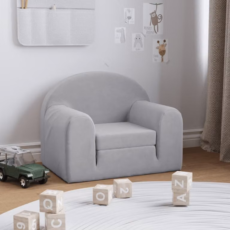 Maison Exclusive - Divano letto per bambini, colore grigio chiaro, tessuto morbido e peluche