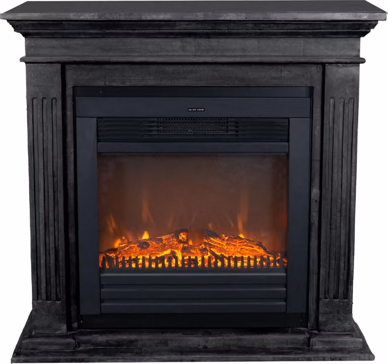 Caminetto elettrico Xaralyn - Cadiz ELU-SBU - pietra naturale nera - 1400 Watt di riscaldamento - con telecomando - caminetto da incasso incluso - caminetto decorativo