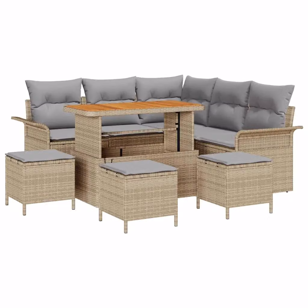 Set Divano da Giardino vidaXL a 8 posti in stile moderno con struttura in acciaio e cuscini inclusi, Colore Beige e Grigio – 2