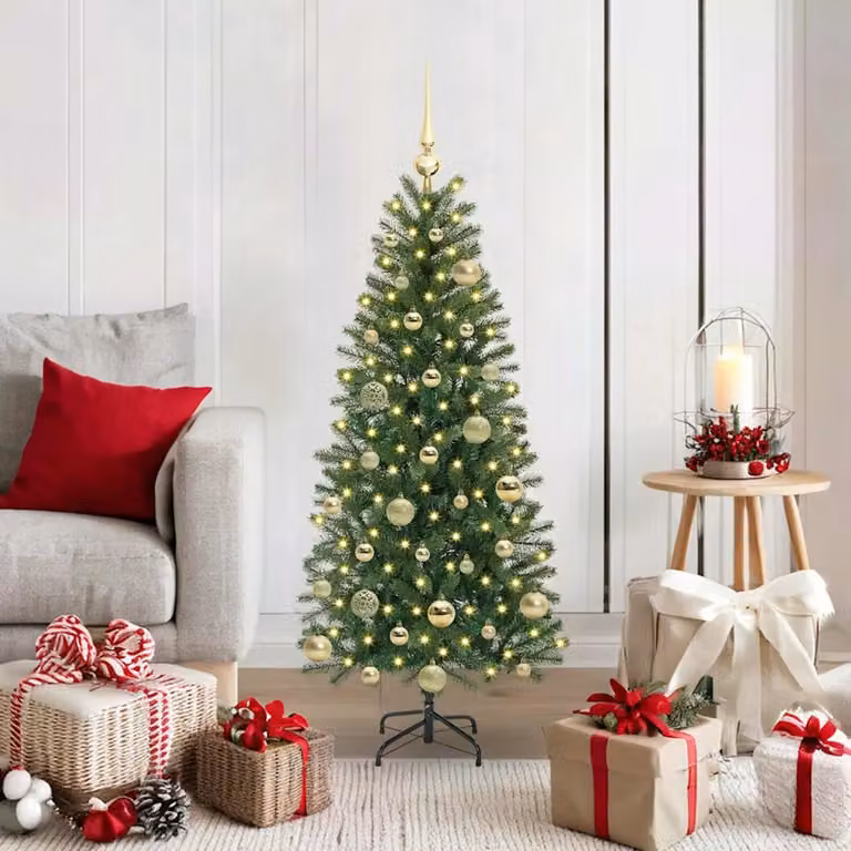 Albero di Natale artificiale da tavolo vidaXL Verde con luci LED bianco caldo in PE e PVC, Altezza: 120 cm