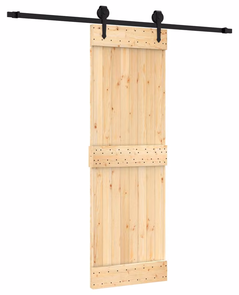 Porta scorrevole Naturale e Nero 70 x 210 cm