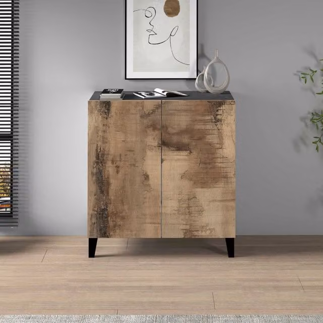 Armadio multiuso Easy WHOUS con 2 ante in legno di acacia color marrone, L: 79,2 cm, P: 38 cm, H: 92,5 cm