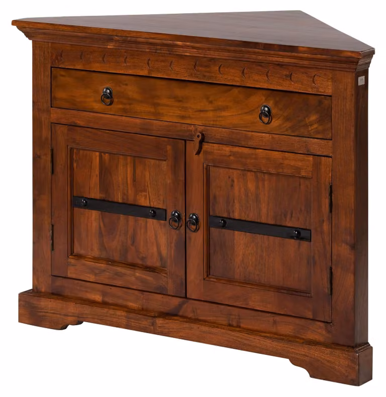 MASSIVMOEBEL24 | OXFORD #50 Mobile angolare in legno di acacia - laccato / nougat 107x54x80