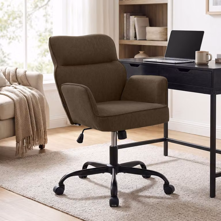 Sedia da ufficio CLP Amado, rivestita in tessuto, con altezza regolabile, girevole a 360°, con schienale fino a 135 kg | Colore: marrone