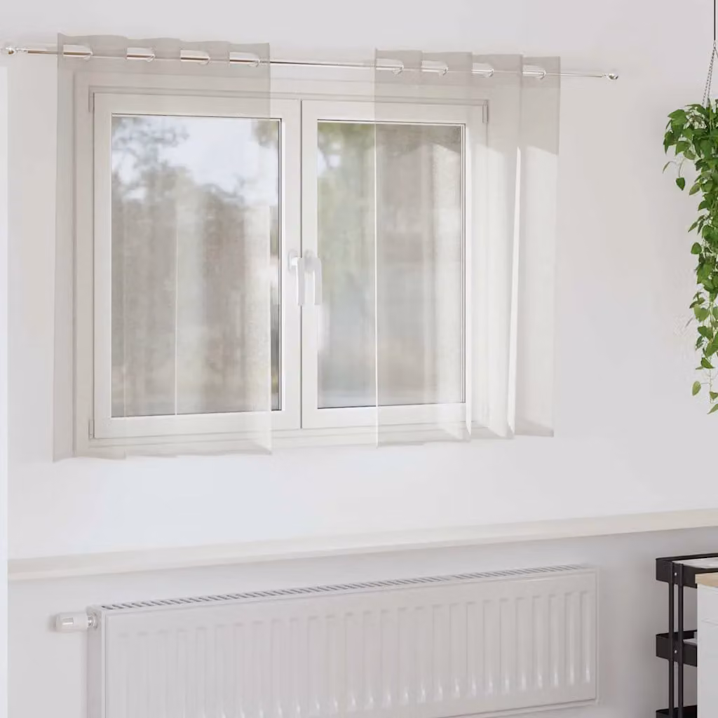 Set di 2 tendine velate vidaXL in poliestere, colore beige/bianco, L 140 cm x H 140 cm