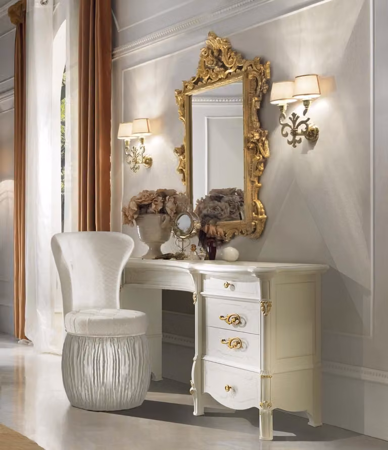 Schminktisch Spiegel Hocker Anrichte Schlafzimmer Kommode Barock Rokoko 3tlg