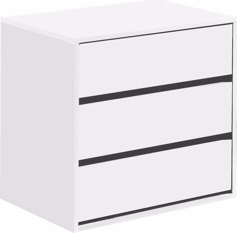 Cassettiera Newport, Cassettiera a 3 cassetti, Cassettiera bassa per armadio interno, Settimanale moderno, 60x44h57 cm, Bianco