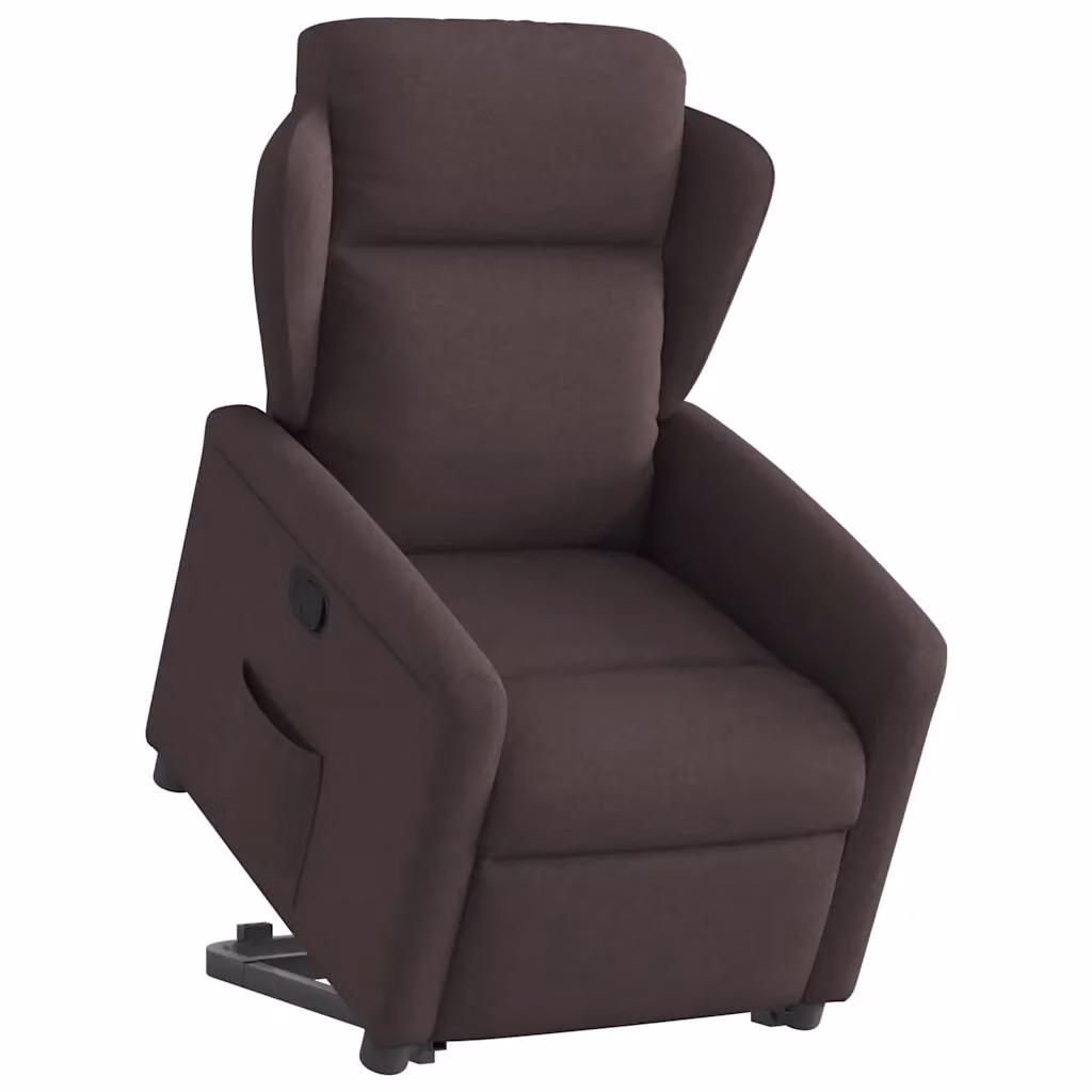 Poltrona Alzapersona Reclinabile vidaXL in Tessuto Marrone con Assistenza Elettrica per Senior – 2