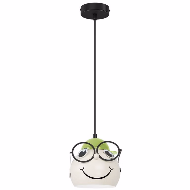 Lampada a sospensione Bambini color crema-nero-verde 1xE27x15W in metallo, dimensioni: 110x16,5x16,5 cm, IP20, Luminex