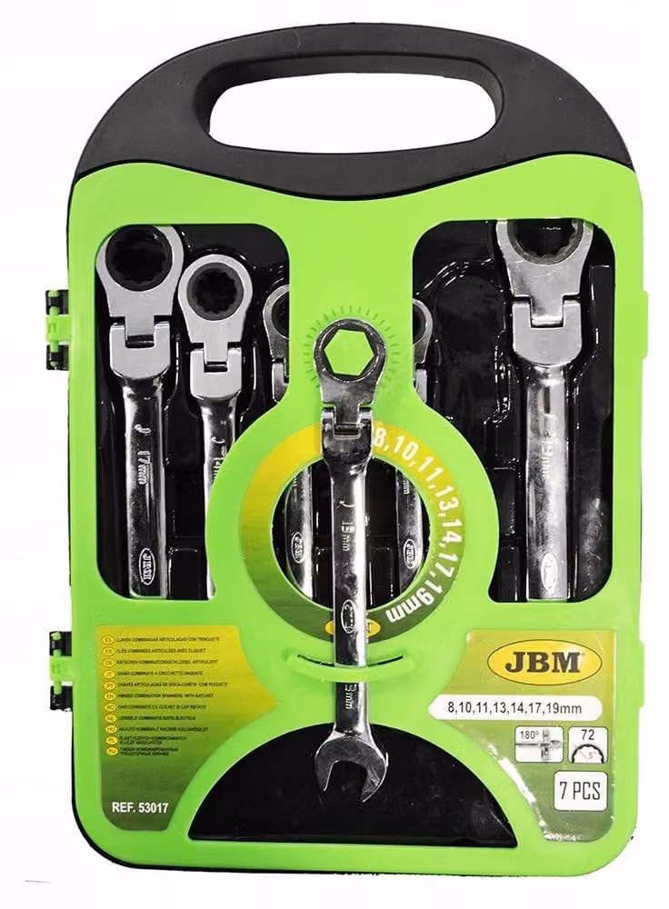 Set di chiavi combinazioni JBM con cricchetto e giunto, 7 pezzi.