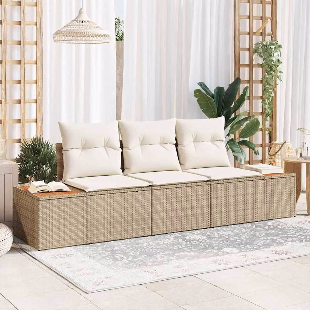 Maison Exclusive - Set Divano da Giardino con cuscino 3 pcs Beige polyrattan