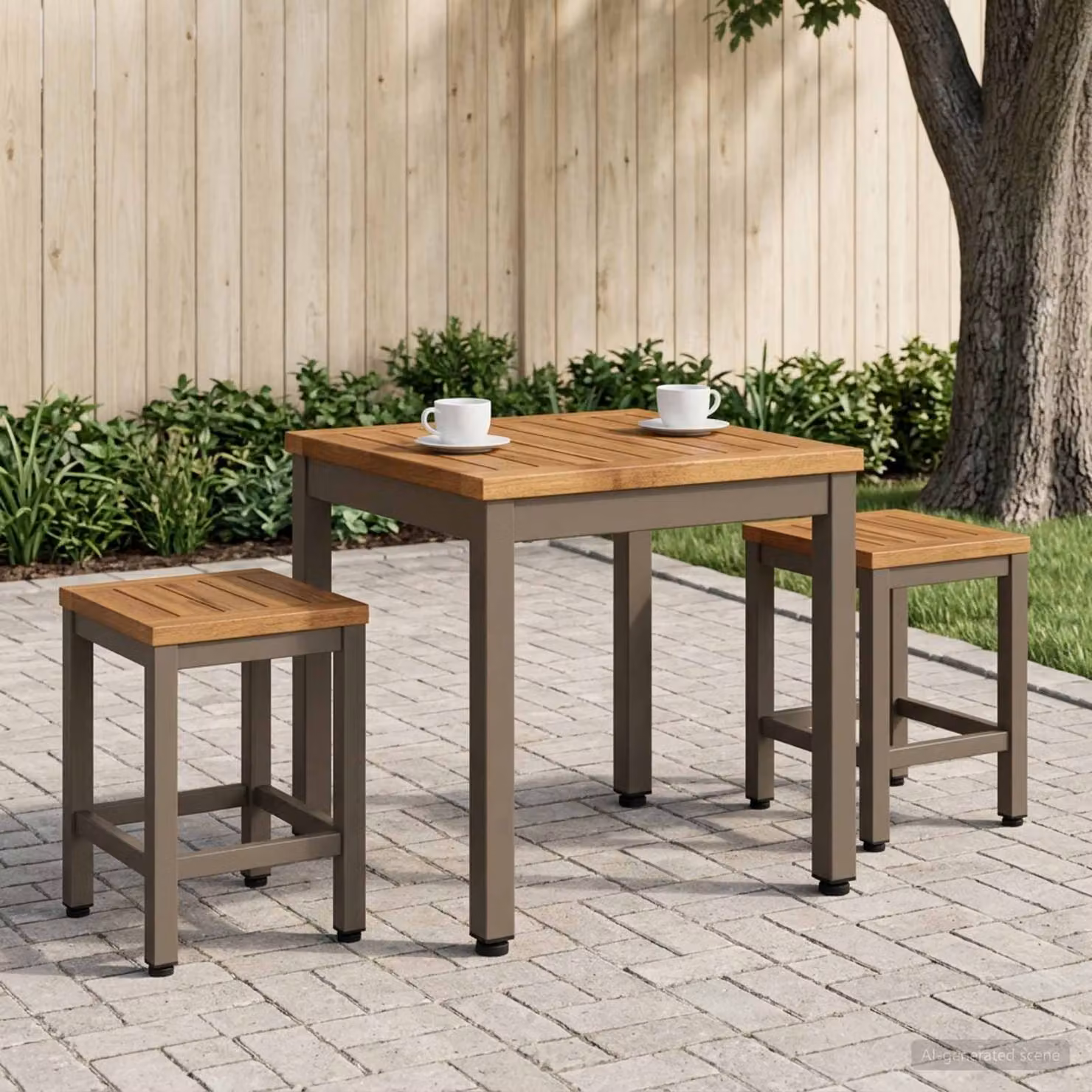 Tavolino da salotto vidaXL in legno di acacia marrone, L/P/H: 40 x 40,5 x 36 cm