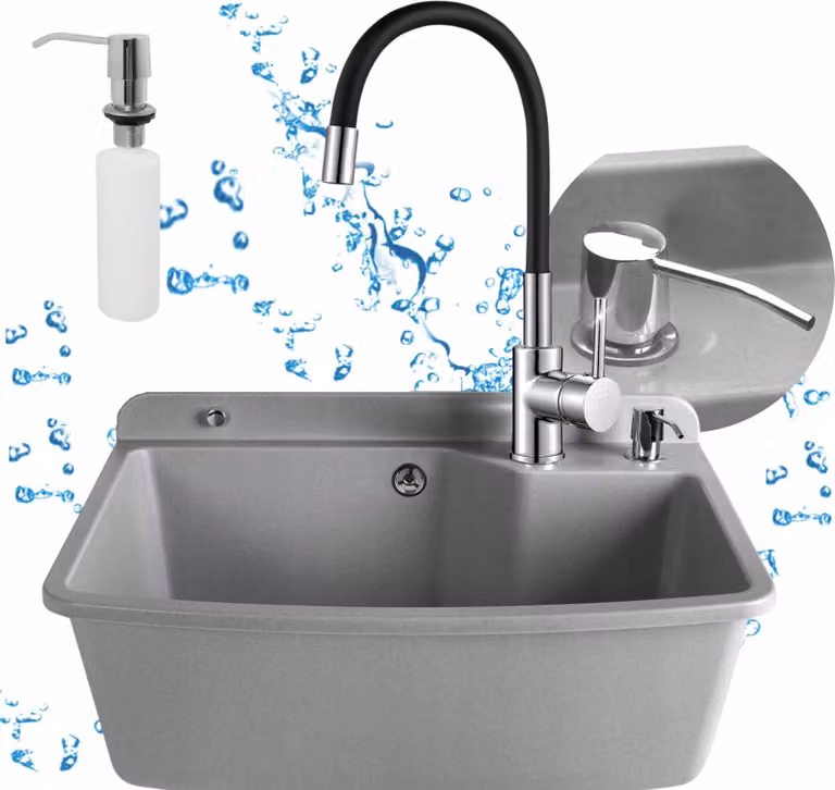 Lavello SIGO per uso domestico 60 cm, montaggio a parete – lavello per garage, lavanderia