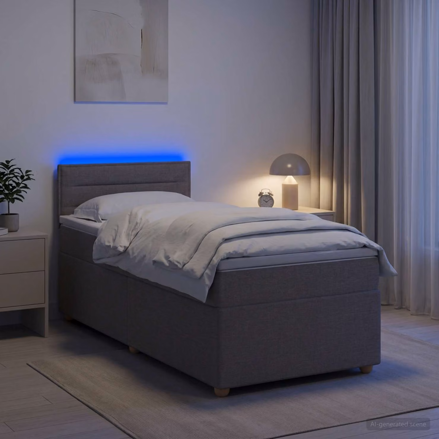 vidaXL Letto box spring con materasso Tortora 100 x 200 cm Tessuto