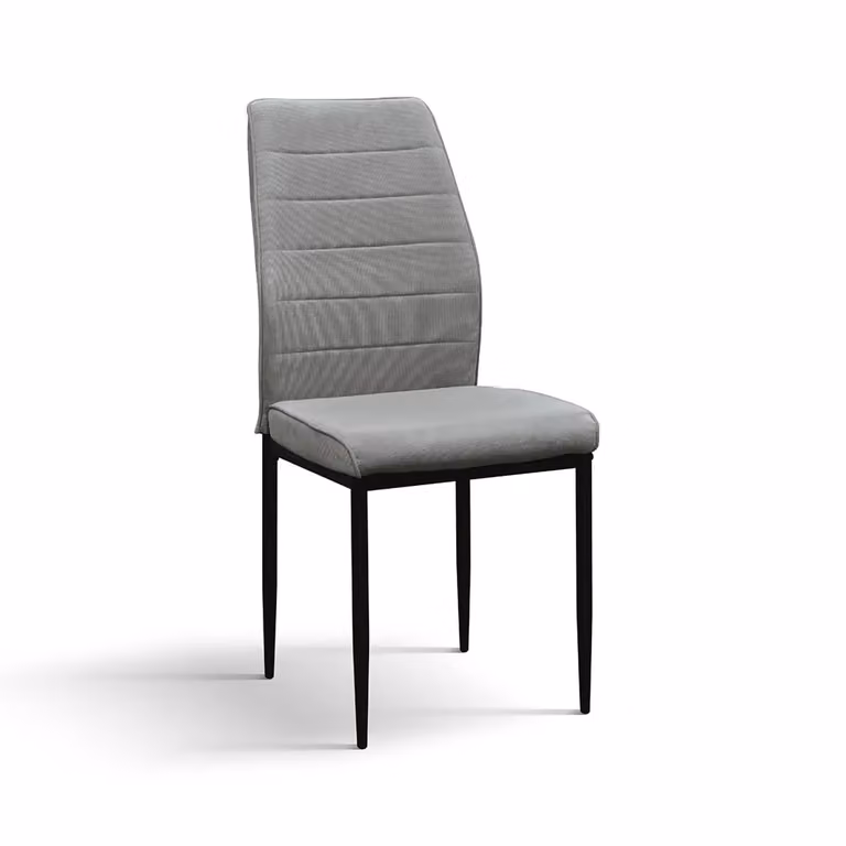 Set di 4 sedie LUBIANA in tessuto grigio e gambe in metallo nero opaco