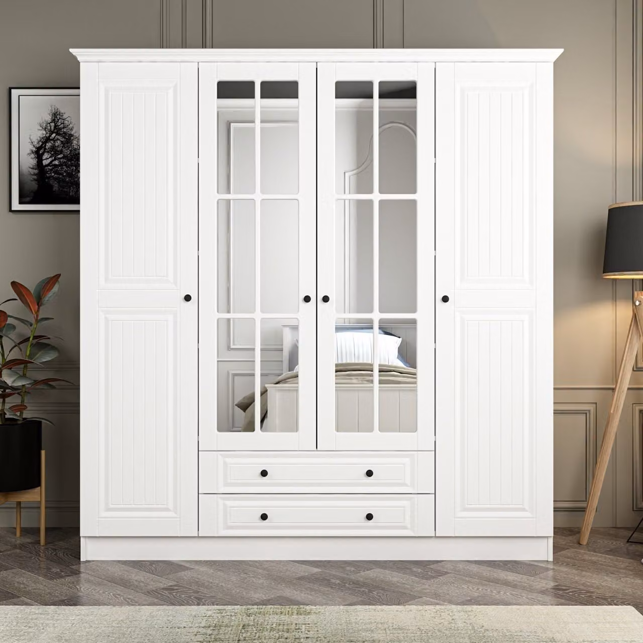Skye Decor, Kale - 4781, armadio, bianco, 100% pannelli truciolari rivestiti in melamina, 180 x 52 x 210 cm