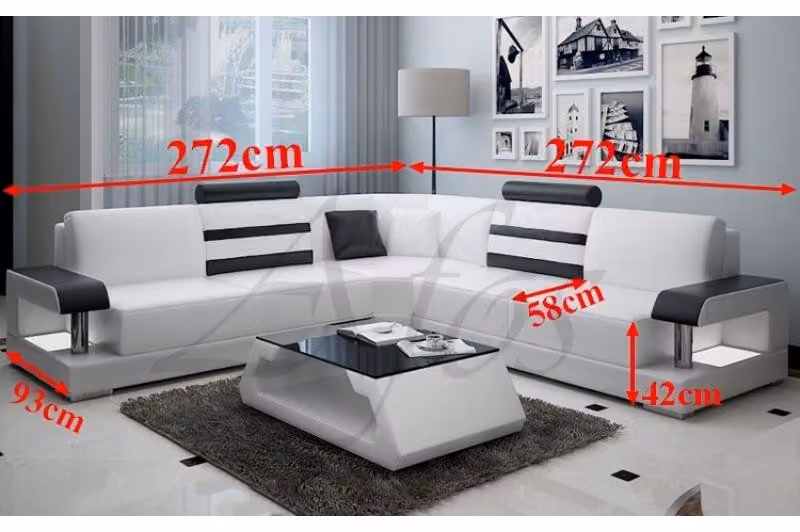 Wohnlandschaft Polster Ecke Eck Sofa mit USB Garnitur Landschaft Leder 2723B