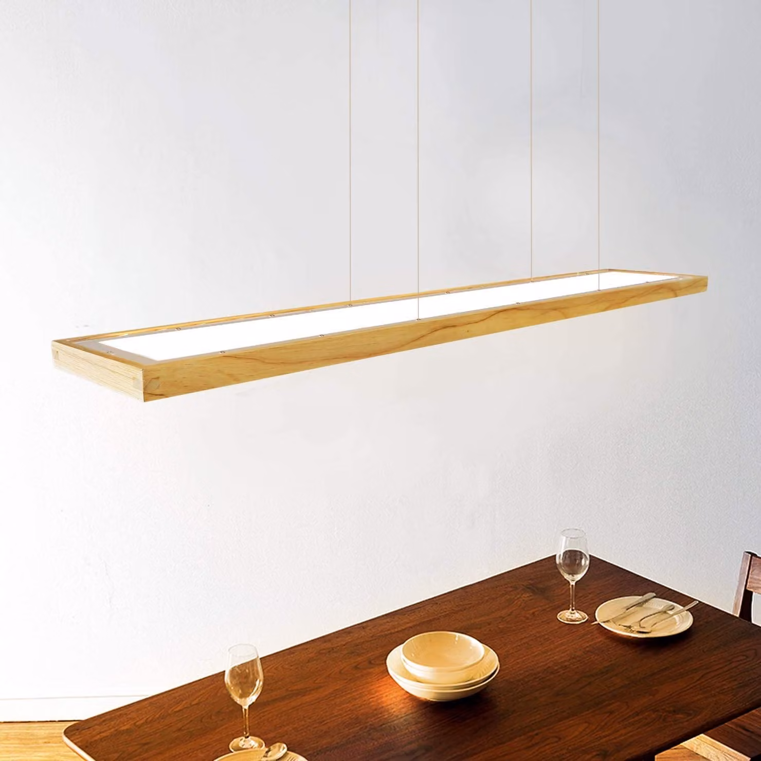 ZMH LED luce a sospensione tavolo da pranzo luce a sospensione legno rustico dimmerabile 40W con telecomando