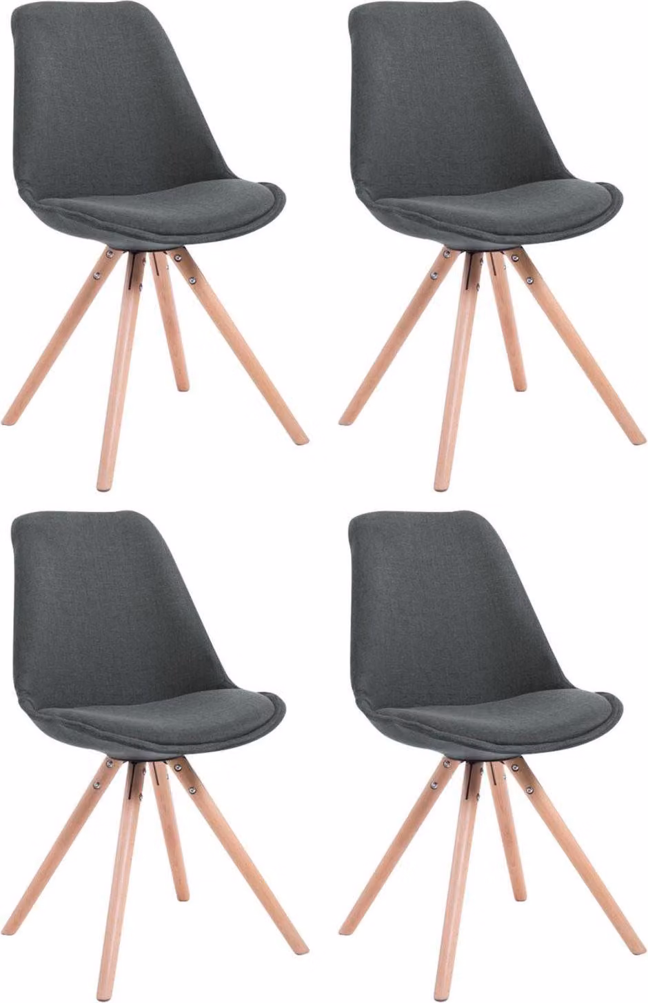 Set di quattro sedie per visitatori - Sedie per ospiti - Design elegante con robusta struttura in legno | Colore: Grigio scuro. Colore dell'abbigliamento: naturale