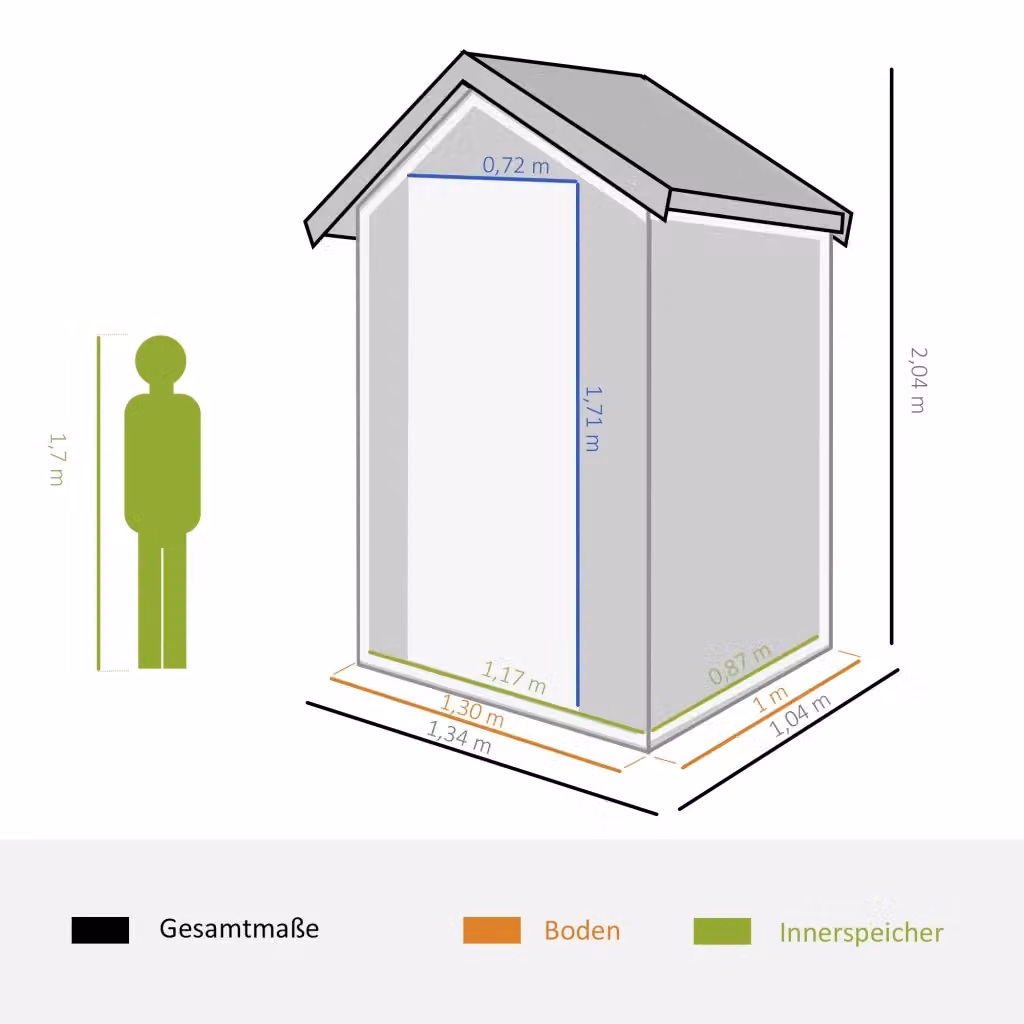 Casetta da giardino WISHDOR in plastica grigia con ventilazione e porta in metallo, L/P/H: 134 x 104 x 204 cm – 2