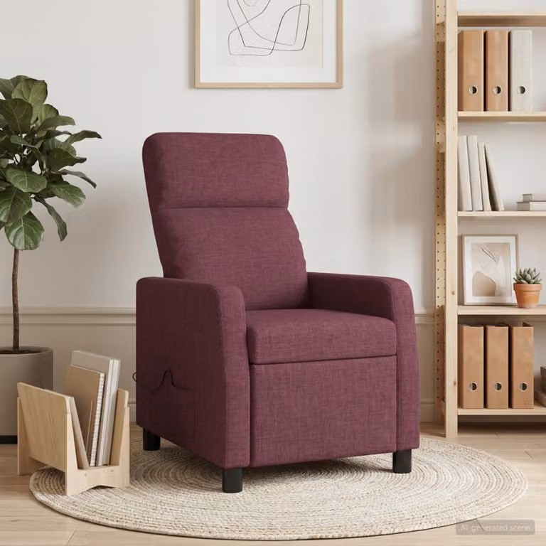vidaXL Poltrona Relax Recliner in Tessuto Viola con Braccioli